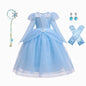 Elsa Cosplay Costume Kids Layers Deluxe Ball Gown Princess Dresses Aurora Christmas Wedding Evening Dress Girls Princess Dresses