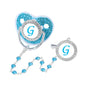Blue Zircon Baby Pacifier Clip 26 Letters Newborn Personalized Luxury Pacifiers Holder Silicone Infant Teether Nipple Bpa Free