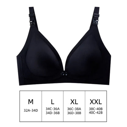 Pregnant Women Front Open Buckle Feeding Bra Solid Color Maternity Nursing Bra with Removable Pads
