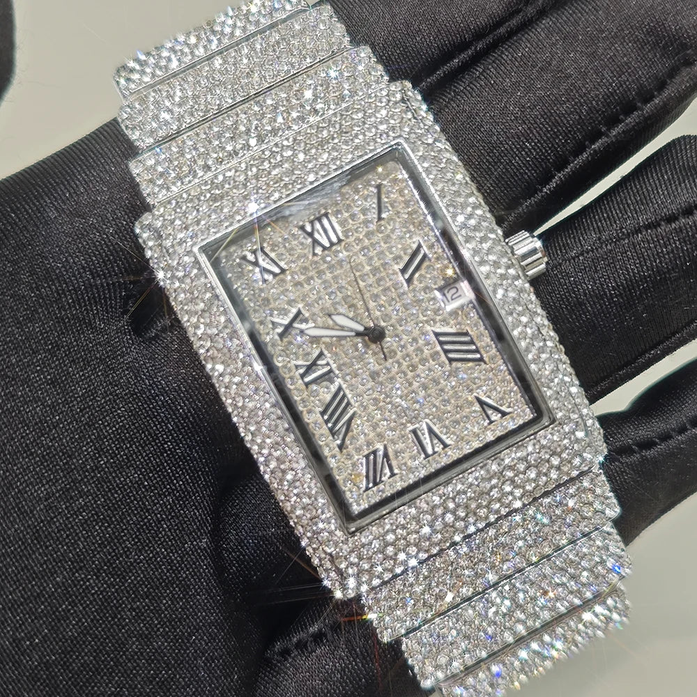 2025 Hot Luxury Brand Quartz Diamond Watch For Men Fashion Hip Hop Full Diamond Bling Jewelry Wristwatches Man Dropshipping ﻿