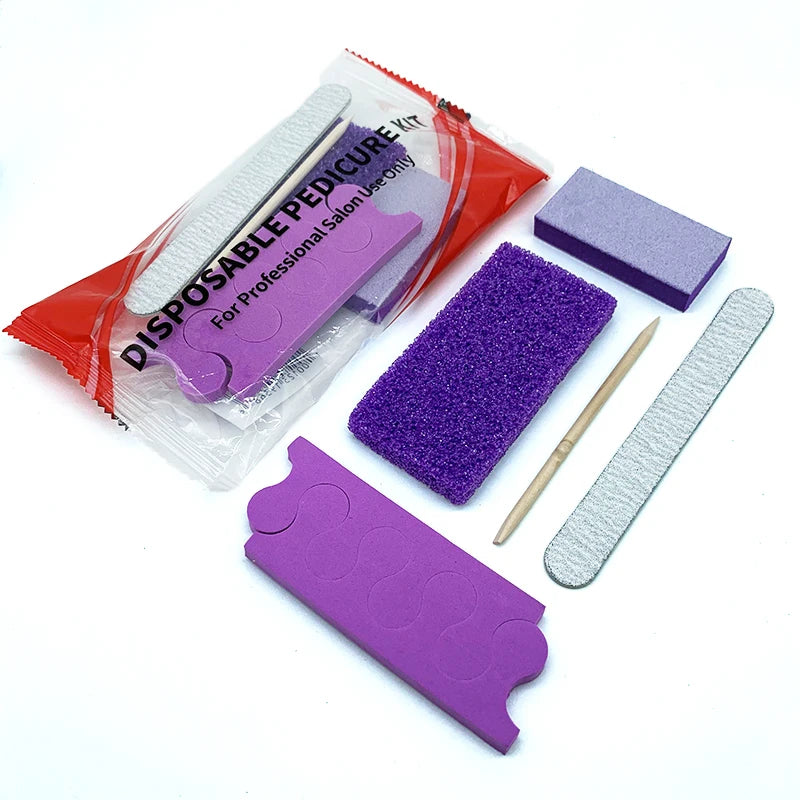 100 Sets/Carton Nail Tools 5 In 1 Disposable Pedicure Kits Manicure Set Buffers For Nail Beauty Salon