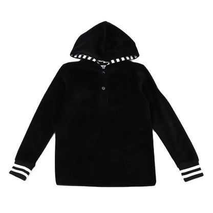 AA-Velour Hooded Set Tired Dress with Hooded Lining Striped Shirt and baby Footie Romper Ribbed Family Clothing Dress for Girls