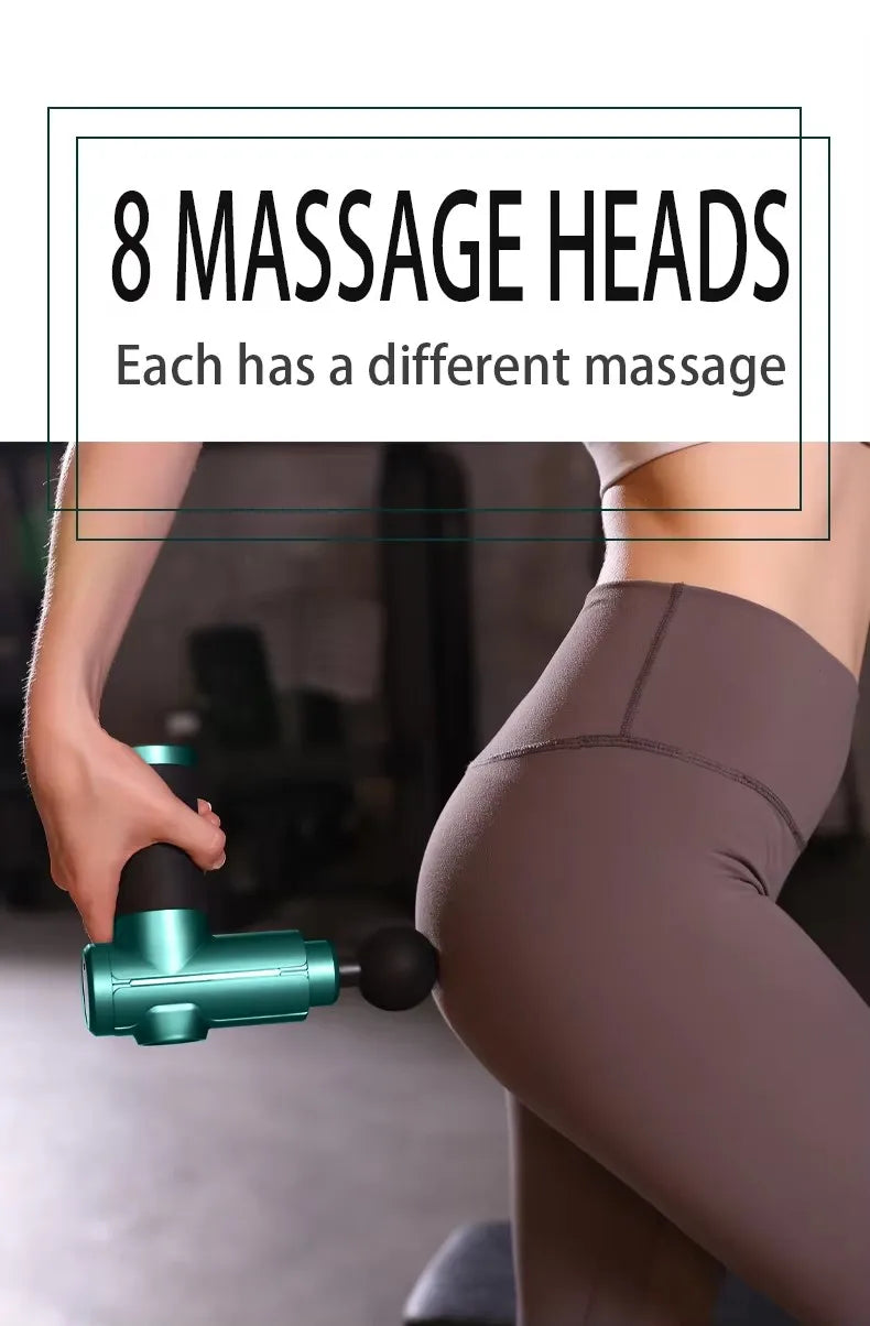 Portable Black Percussion Gun, Deep Muscle Relaxation Electric Massage Gun, Deep Tissue Muscle Relief Massager, 8 Massage Heads