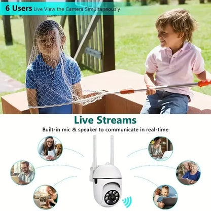 8MP Wireless IP Outdoor Security Surveillance Camera PTZ with 4X Zoom AI Human Tracking Two-way Audio HD Night Vision Color