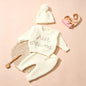 Ylsteed 3 Pcs Set Knitting Newborn Boy Photography Clothes "Just Arrived" Embroidery Khaki Baby Outfits Sweater Baby Shower Gift