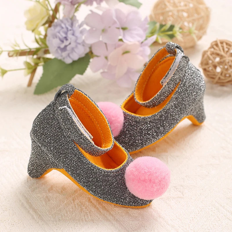 2026 New Infant Newborn Baby Girl High Heels Shoes Princess Bow First Birthday Party Shoes Photo Props Shoes 0-12M