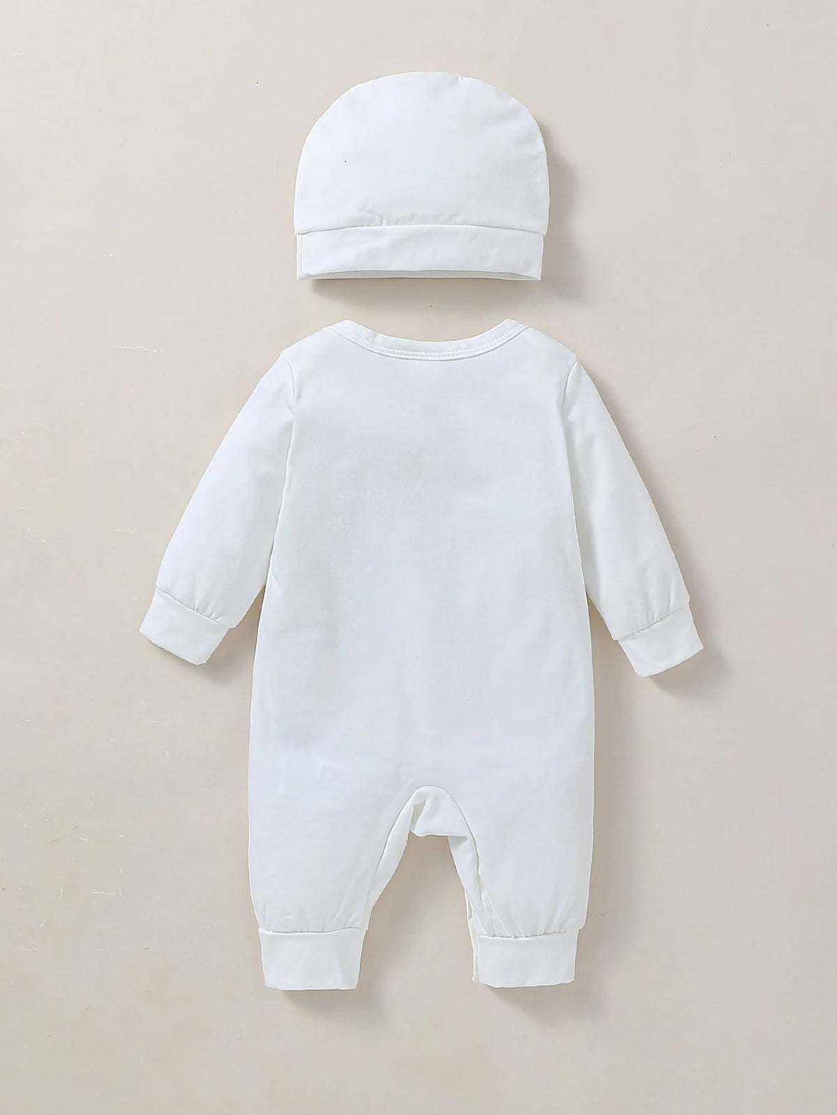 2Pcs Baby Unisex  Boys/Girls 2025 All Seasons Long Sleeve Cute Pullover Jumpsuit For Newborn Casual Daily Clothes+Hat