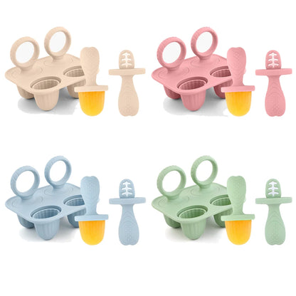 Baby Fruit and Vegetable Mold Silicone Hand Ring Popsicle Mold Baby Teething Teether Ice Cream Mold Baby Food Storage Container