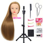 Realistic Mannequin Head With Synthetic Hair Versatile Beauty Training Aid For Hairstylist Makeup Practice Headdoll With Stand