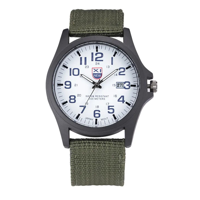 Men Genuine XINEW Brand Watches Students Fashion Casual Nylon Band Sports Army Gifts Date Quartz Wrist Watch Black Montre Homme