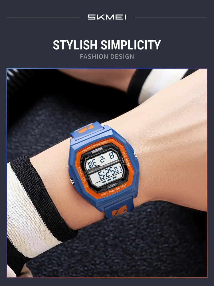 SKMEI 2282 Watches For Men Women 5Bar Waterproof Stopwatch Countdown Wristwatches Reloj Hombre Fashion Digital Sport Electronic