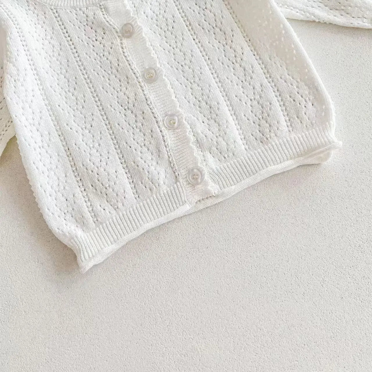 Korean-style Baby Girls' Top - Sweet, Breathable, Soft, and Pure-Color Cardigan