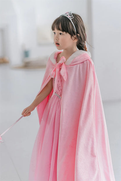 Elsa Cosplay Costume Kids Layers Deluxe Ball Gown Princess Dresses Aurora Christmas Wedding Evening Dress Girls Princess Dresses