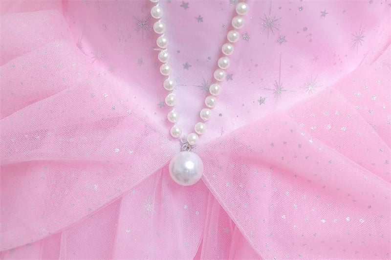 Elsa Cosplay Costume Kids Layers Deluxe Ball Gown Princess Dresses Aurora Christmas Wedding Evening Dress Girls Princess Dresses
