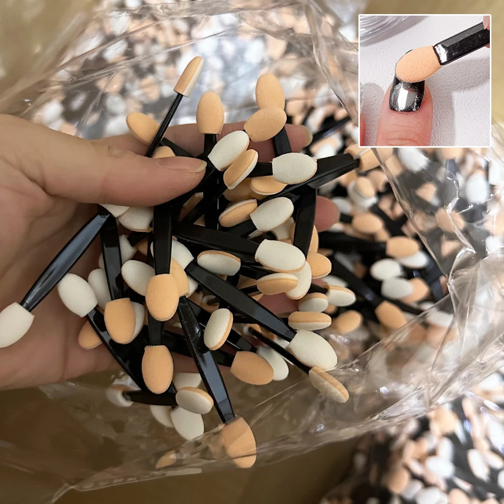 10/30/50/200/500/1000pcs Double Ended Sponge Nail Art Powder Brush Multifunctional Eyeshadow Brush Portable Makeup Manicure Tool