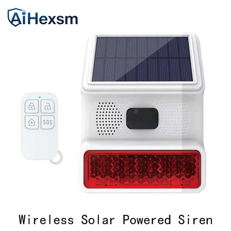 New 433MHz Wireless light Flash Strobe Outdoor Solar Waterproof Siren for Home Burglar PIR Motion Door Gap Security Alarm System