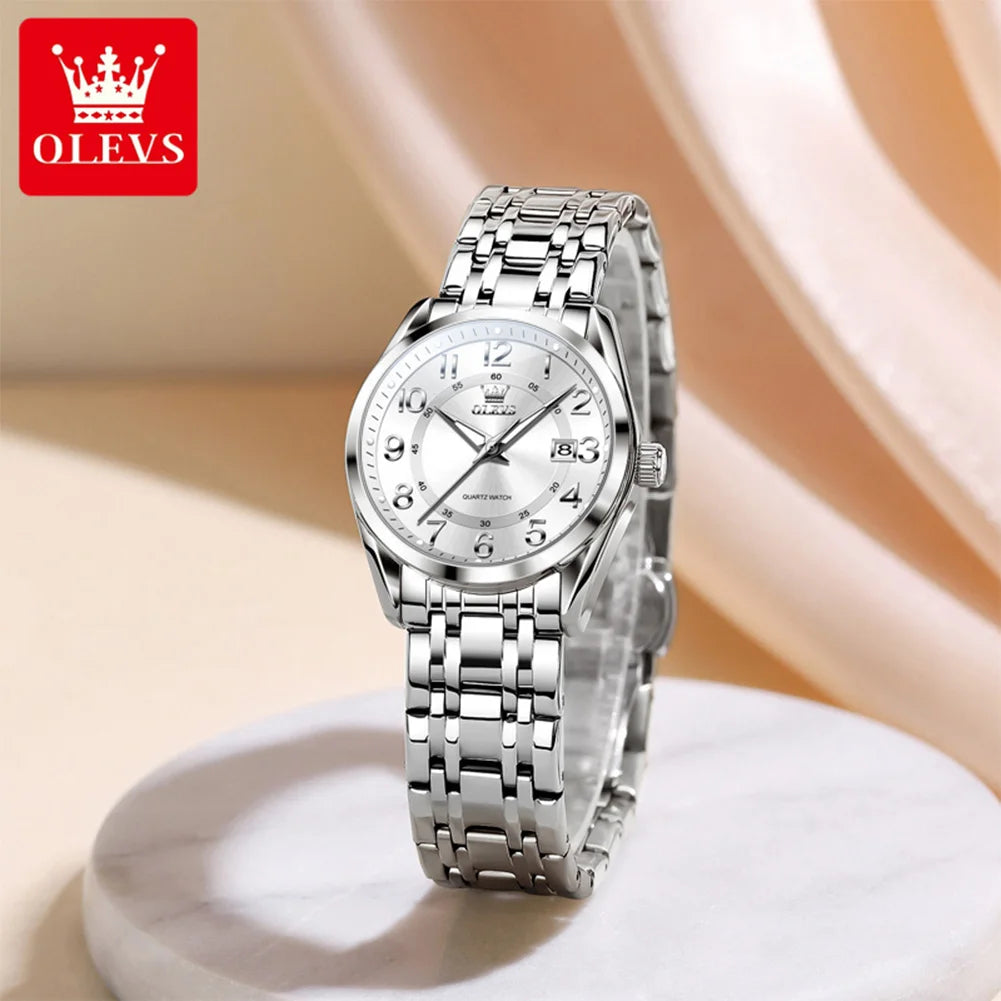 OLEVS 3666 Couple Watch Luxury Brand Quartz Watch Waterproof Watch Lover Gift Night Light Classic Date Week Clock His Her Watch