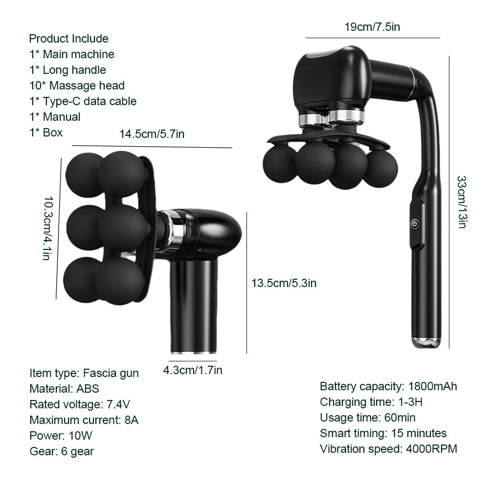 Handle Fascia Gun Professional Fascia Massage Gun Neck Shoulder Back Leg Massager 6 Gears Adjust Muscle Relaxation Masajeador