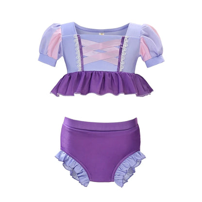 Fairy Tale Princess Swimsuit for Girls Elsa Anna Snow White Swimwear Belle Child Kids Toddler 2-8Y Bathing Suit with Skirt