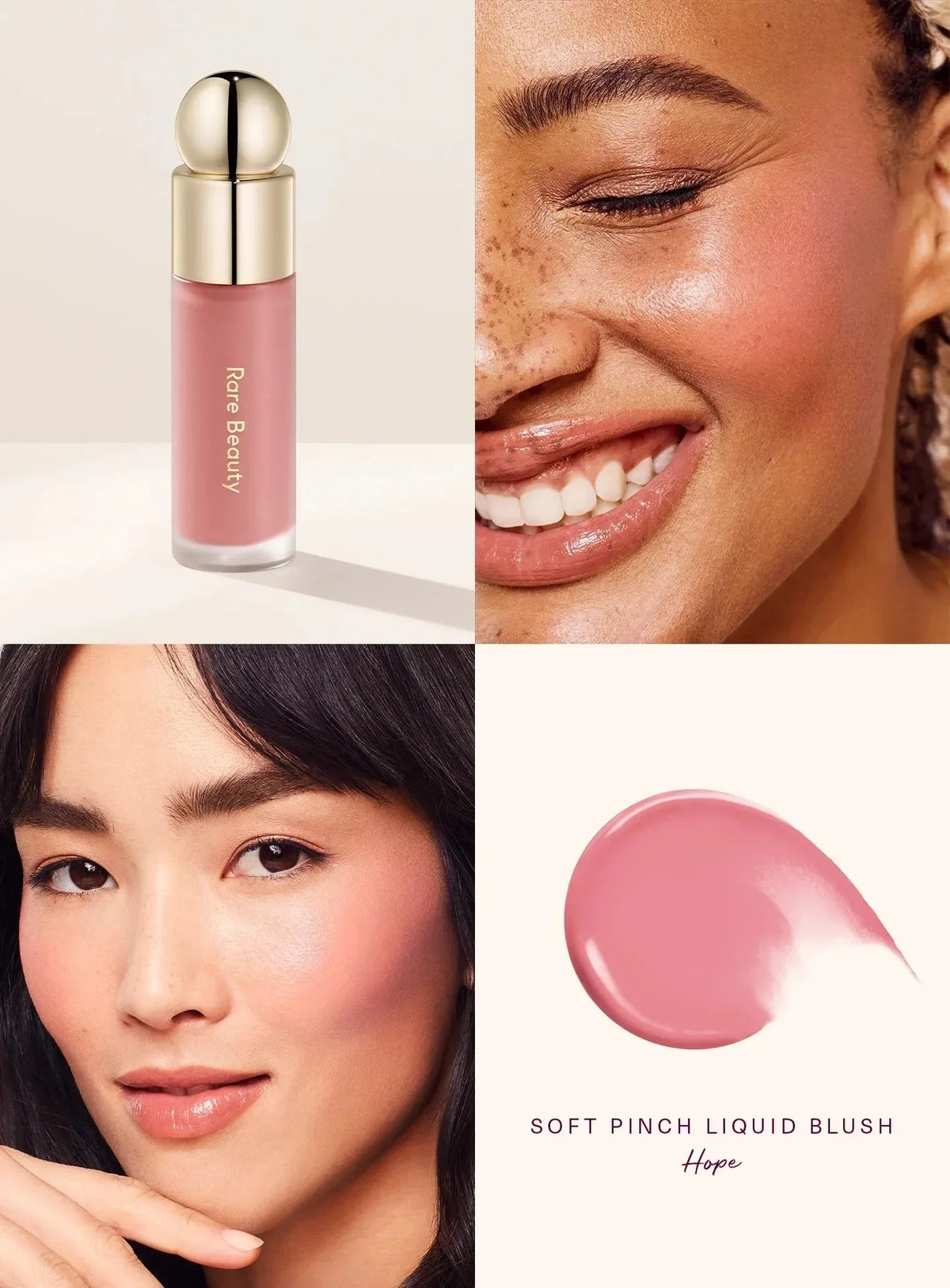 Rare Beauty Soft Pinch Liquid Blush Hope Love Virtue Happy Wonder Worth Silky and Glides On Smoothly Long Lasting Plump Makeup
