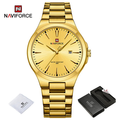 NAVIFORCE Trend Watch for Men Casual Date Display Waterproof Quartz Military Stainless Steel Strap Man Watches Relogio Masculino