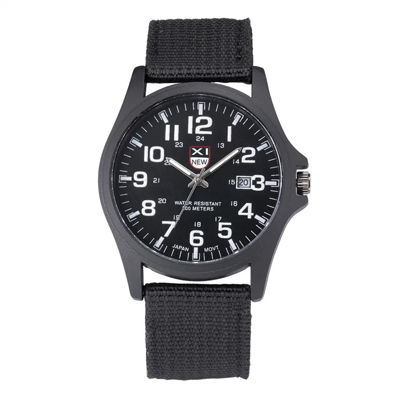 Men Genuine XINEW Brand Watches Students Fashion Casual Nylon Band Sports Army Gifts Date Quartz Wrist Watch Black Montre Homme