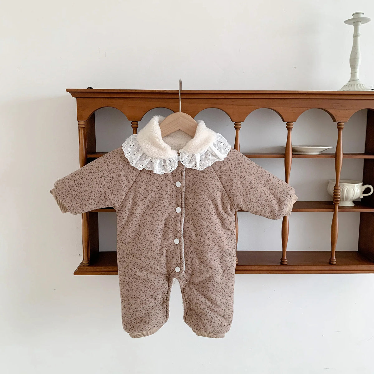 Korean Baby Cotton Jumpsuit Thickened Hooded Romper Plush Warm Autumn Winter Newborn Clothes Floral Princess Bodysuit Ropa Bebe