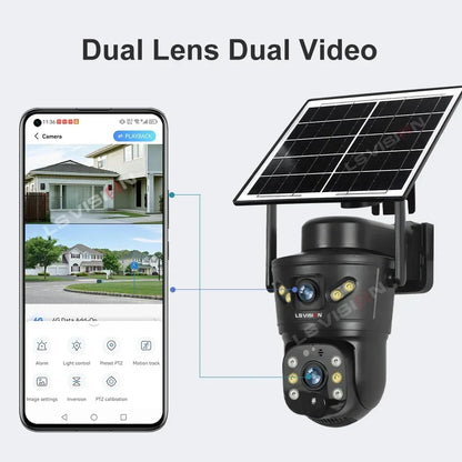 LS VISION Dual-Screen 4G/Wifi Outdoor Solar Camera Security 4K PIR Human Tracking CCTV Surveillance Camera V380 Pro Waterproof