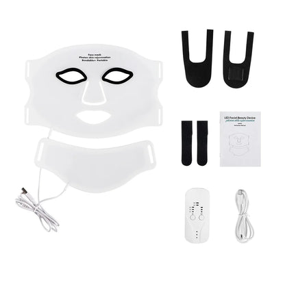 Silicone LED Face Neck Mask 7 Colors Red Light Infrared Photon Therapy Mask Flexible Wireless LED Beauty Mask for Skin Repair Rejuvenation Home Skin care
