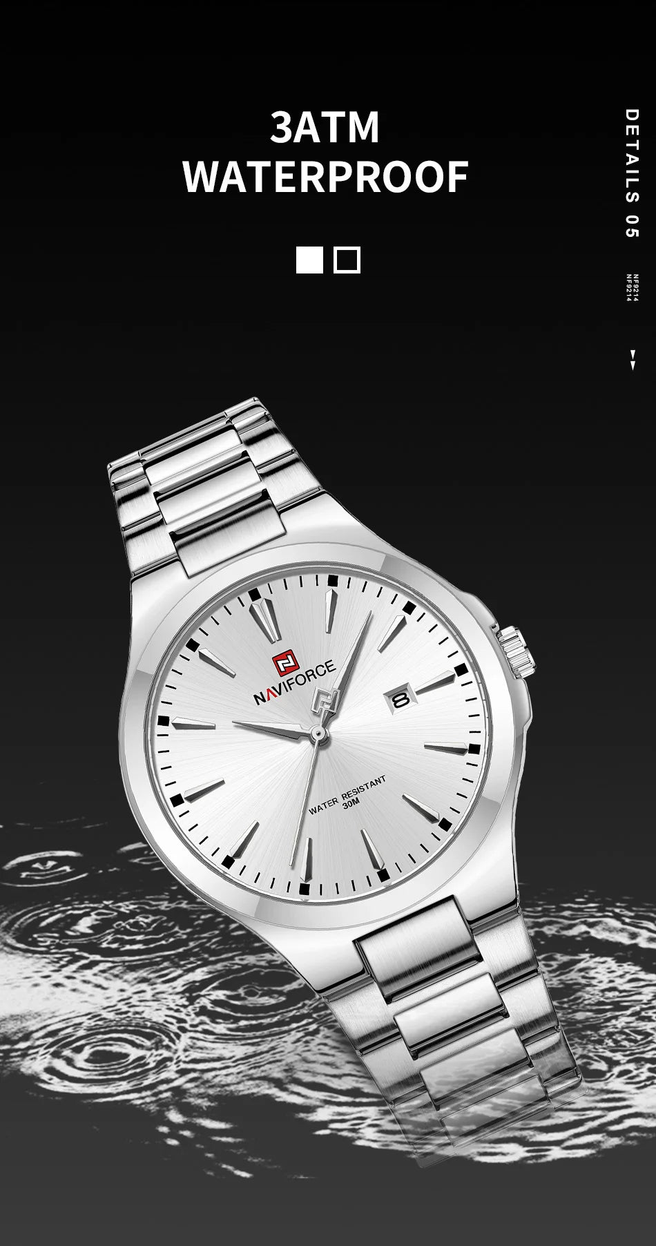 NAVIFORCE Trend Watch for Men Casual Date Display Waterproof Quartz Military Stainless Steel Strap Man Watches Relogio Masculino