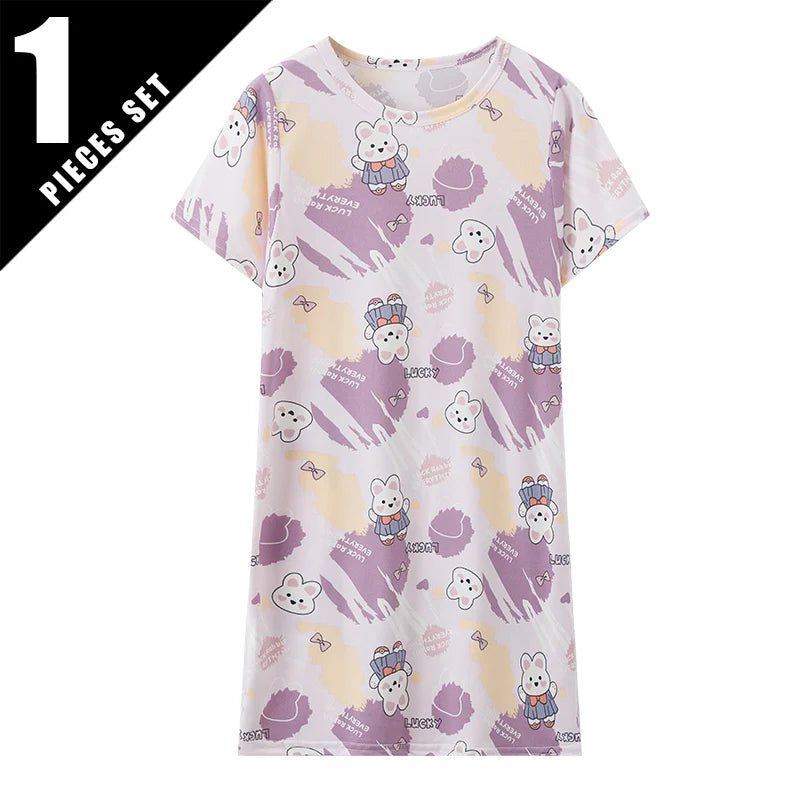 1/2 Piece Children's Sweet And Lovely Straight Skirt Loose And Comfortable Girl's Home Skirt Casual Round Neck Plus Size Skirt