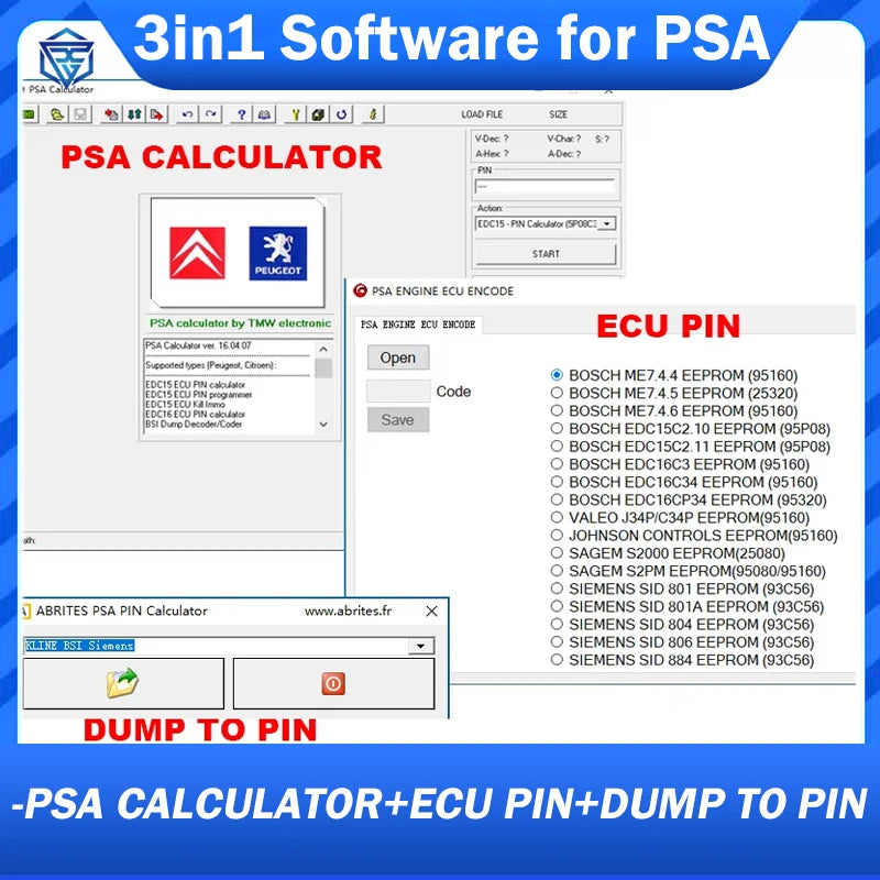 for PSA Software V16.04.07 and for PSA PIN Calculator software and for PSA ENGINE ECU ENCODE Software for Citroen for Peugeot