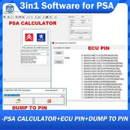 for PSA Software V16.04.07 and for PSA PIN Calculator software and for PSA ENGINE ECU ENCODE Software for Citroen for Peugeot