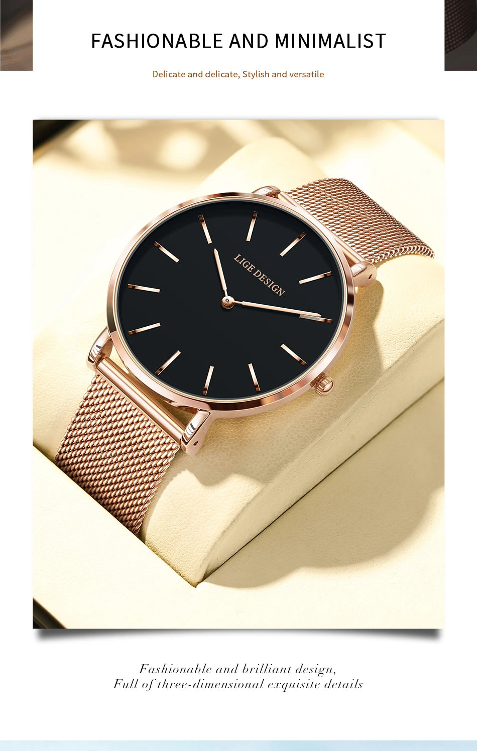 Reloj LIGE 2025 TOP Elegant Women's Watch Fashion Simple Ladies Watch Dress Gift Quartz Waterproof Watch for Women montre femme