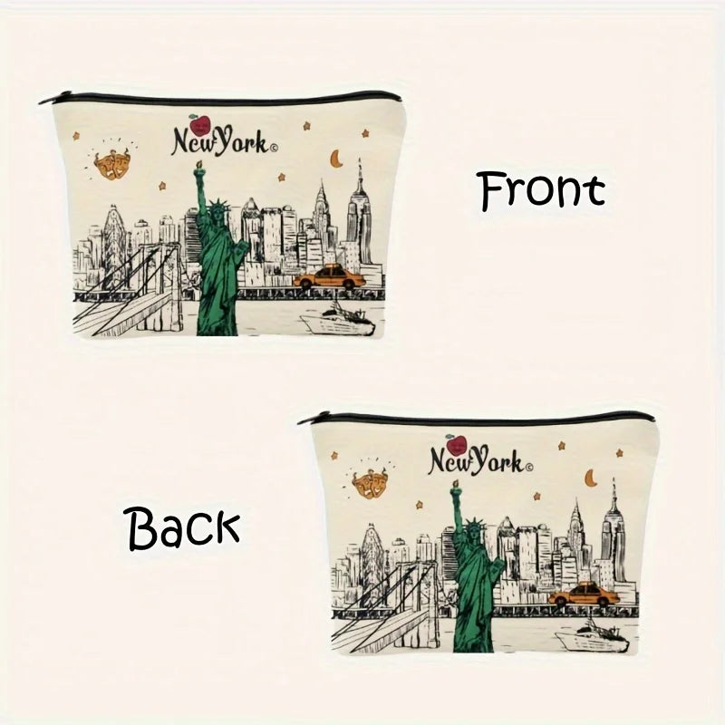 A NewYork bag - cute multifunctional zipper pouch for women, jewelry storage bagperfect travel zipper small storage bag.
