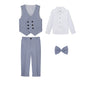 Teenager Kids Beige WaistCoat Shirt Pants Bowtie Tuxedo Dress Boys Vest Suit For Wedding Children Host Photograph Party Costume
