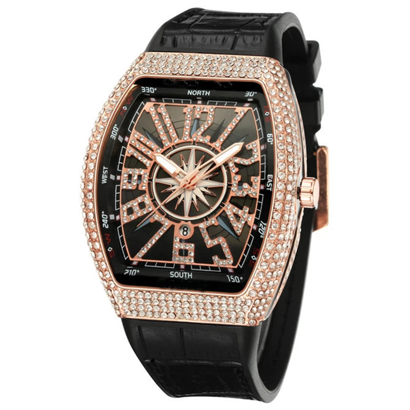 Top Brand Luxury Watch Men Classic Tonneau Case Calendar Quartz Watch for Men Male Clock Hombre Relogio Masculino 2023 New