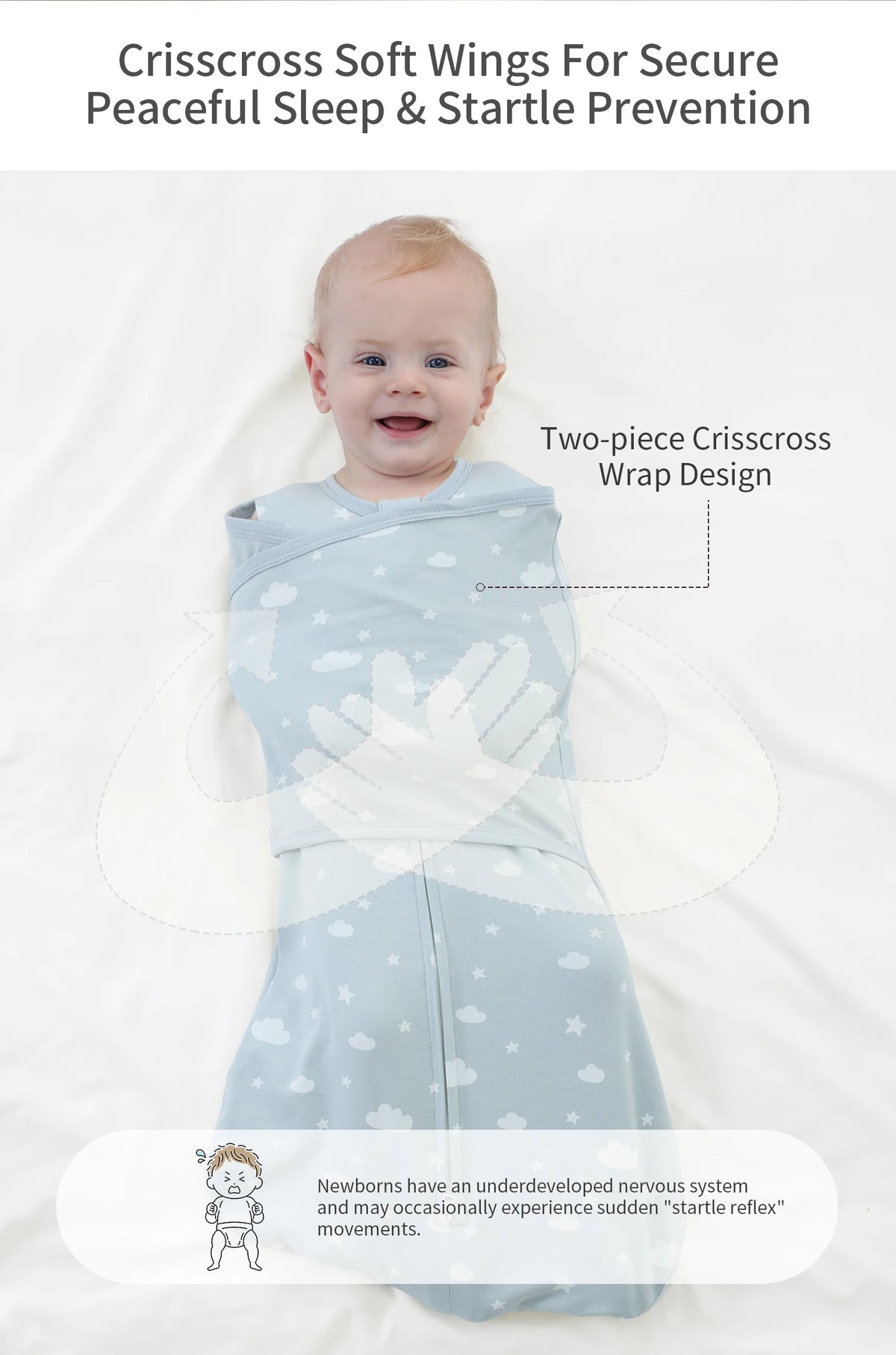 INSULAR Baby 100% Cotton Swaddling Cloth With Caps Envelope Type Newborn Cartoon Envelope Anti-Startle Adjustable Bedding Item