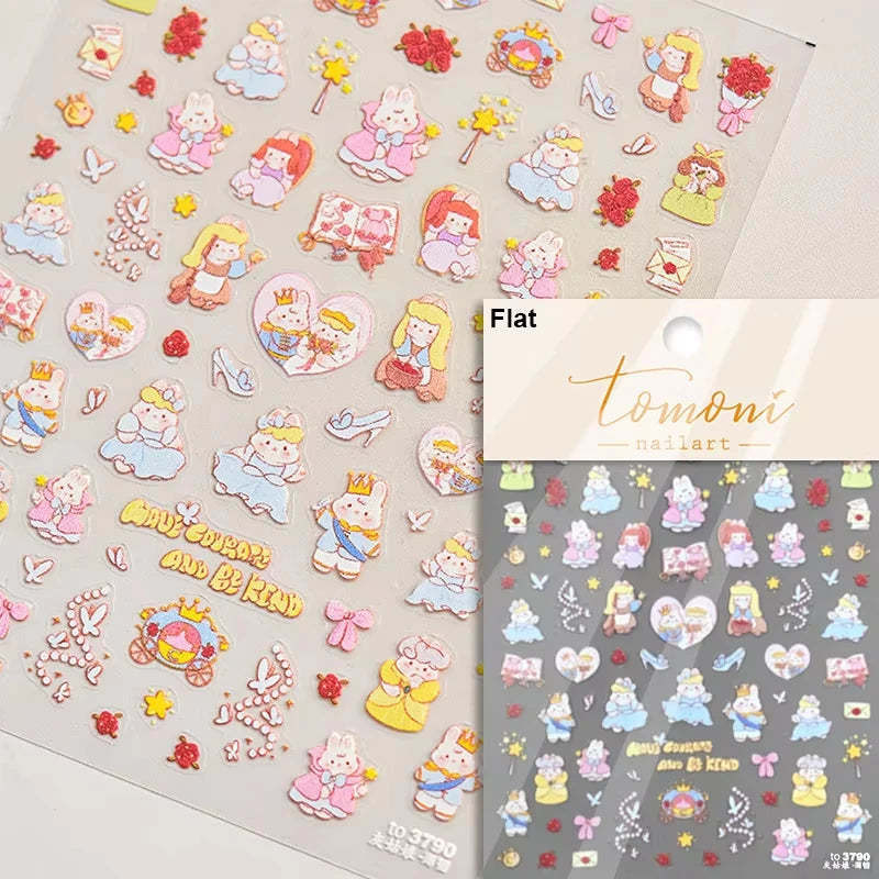 Pink Translucent Peach Jelly Texture 5D Soft Embossed Reliefs Self Adhesive Nail Art Stickers Cute Fruits 3D Manicure Decals