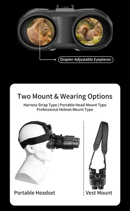 Night Vision Head Mounted Goggles 10X Digital Zoom 4K HD Infrared Binoculars 850nm 9 Levels Hands Free Helmet for Hunting
