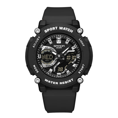 SANDA Outdoor Men's Electronic Wristwatch Large Dial Multifunctional Waterproof Luminous Alarm Military Sports Watch