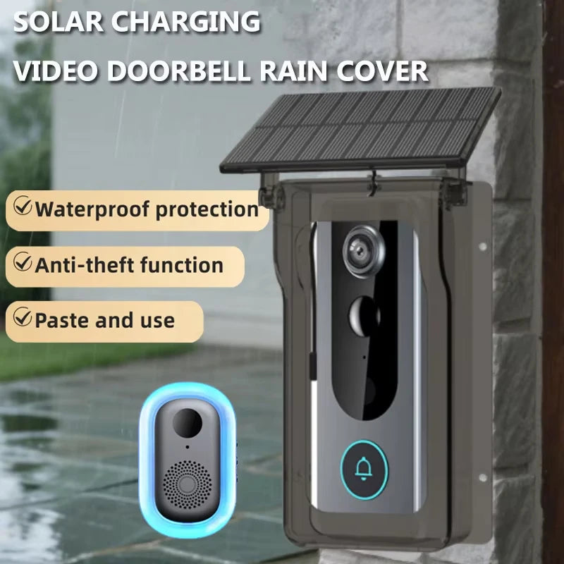 IP65 Waterproof Outdoor Wireless Doorbell with Solar Rain Cover Camera Tuya Eye Digital Door Peepholes Smart Home Video Intercom