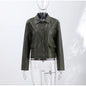 Street Pu Leather Women Jacket Elegant Long Sleeve Zippers Stand Collar Female Outwear 2026 Autumn Winter Chic Lady Coat