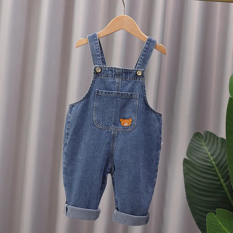 2024 Fashion Spring Autumn Kids Jumpsuit Boys Girls Cartoon Denim Bib Pants Children Trousers Fashion Toddler Casual 0-5Y