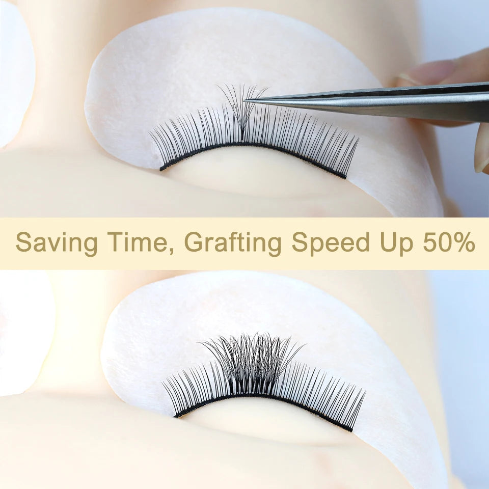 AGUUD 5 Trays/Lot Thin Roots Slim Base Premade Fans Lash Sharp Pointy Base Promade Russian Volume Fans Eyelash Extensions Faux