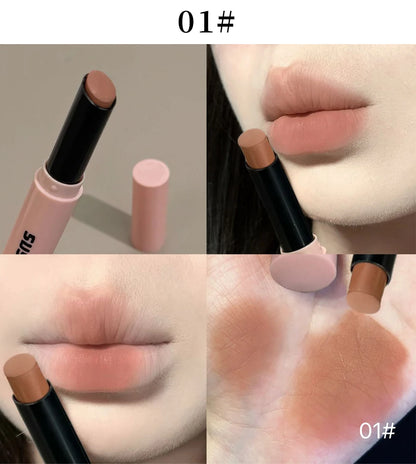 Smoky Grey Violet Lipstick Matte Velvet Finish Smooth Application Lip Mousse Waterproof Mirror Glossy Lip Tint Not Fading Makeup