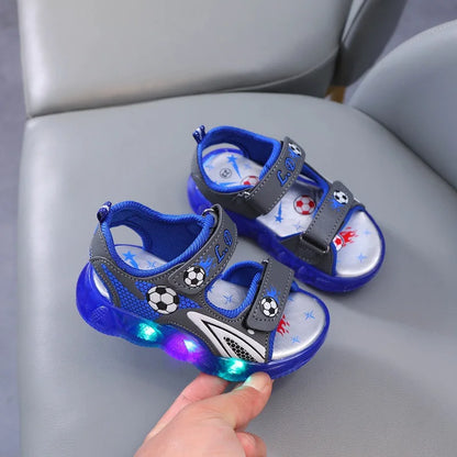 Children's Flashing Soft Sole Sandals Student LED Light-Up Shoes Boys and Girls Light-Up Sandals kids Glowing Beach Shoes