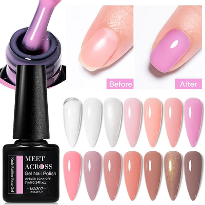 2 In 1 Nude Pink Rubber Base Gel Nail Polish Semi Permanent Self Leveling UV Construction Gel Varnish Soak off DIY Nail Supplies