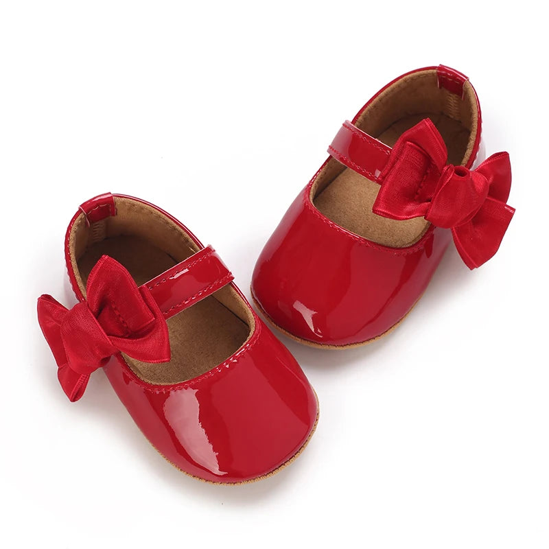 Toddler Girls' Fashionable Bowknot Princess Shoes, Comfortable Soft Mary Jane Flat Shoes Suitable For Parties And Various Activi