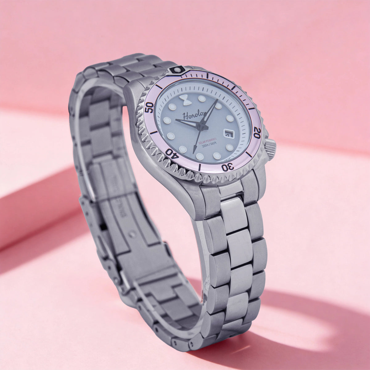 Horolo 30mm Women's Watches Japan Solar Movement Luminous Water Resistant Sapphire Stainless Steel Luxury Watch Gift For Wife